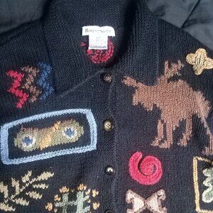 Vintage Robert Scott Pacific Northwest Novelty Cardigan Sweater Linen